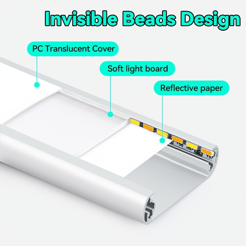 Adjustable brightness USB-rechargeable LED cabinet light with magnetic installation and built-in battery.