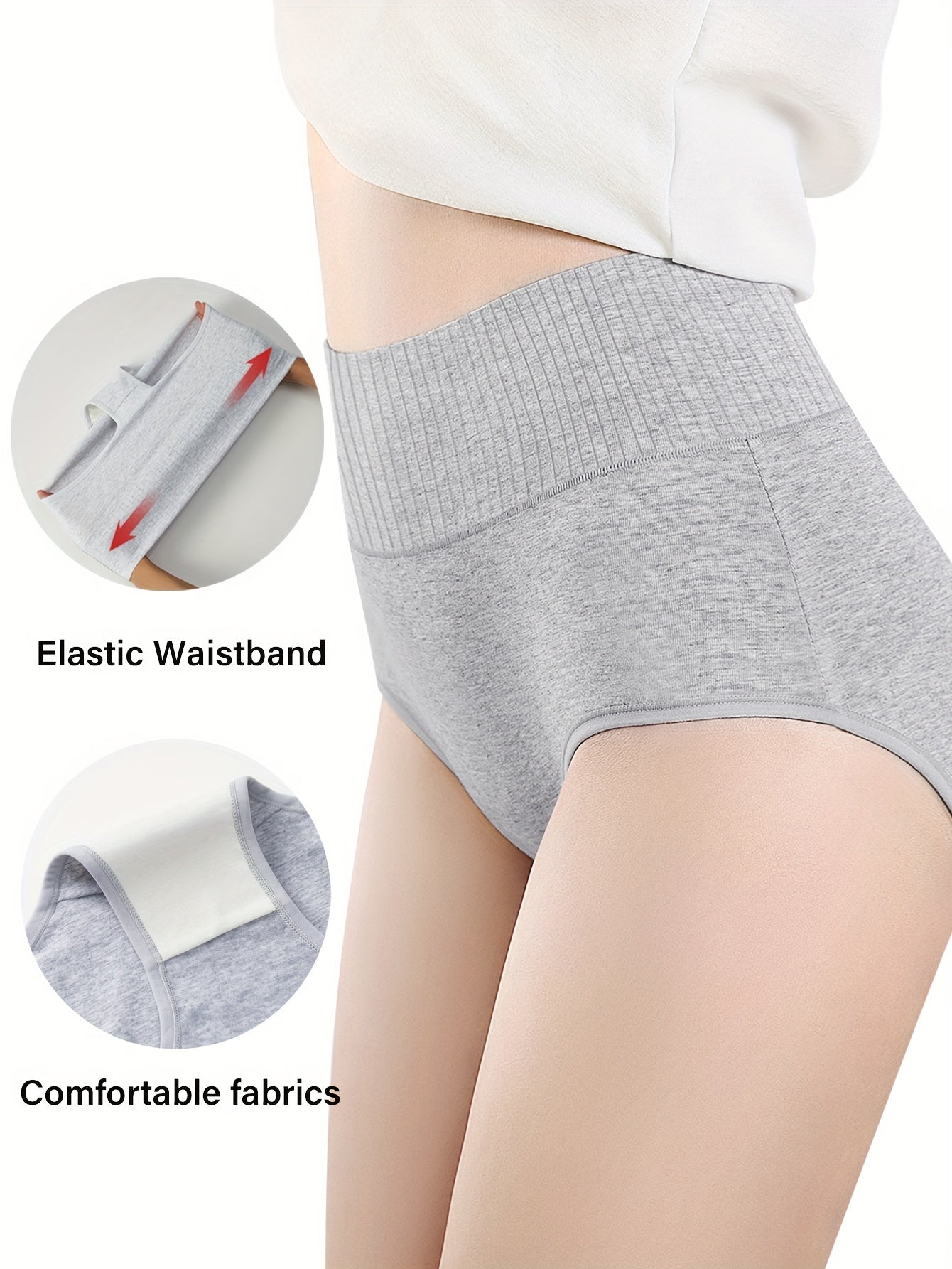 Comfortable high waist women's underpants with tummy control, solid color and breathable fabric.