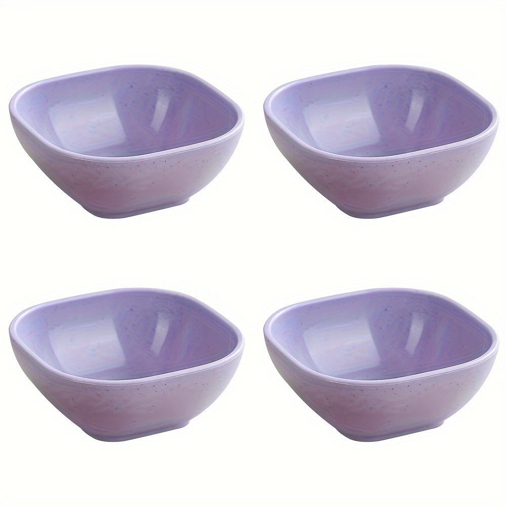 4 high-quality wheat straw sauce dishes - colorful square bowls for jam, vinegar, & seasonings - ideal for home, restaurants, parties.