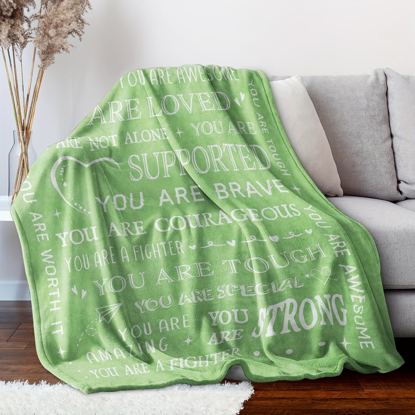 Healing Inspirations Gift Blanket - Positive Affirmation Flannel Fleece, Motivating Recovery Blanket for Women, Comforting Support Gift for Friends, Sisters, Colleagues, Post-Surgery, Wishing Well - Digital Print, Easy to Clean, Versatile for All Seasons