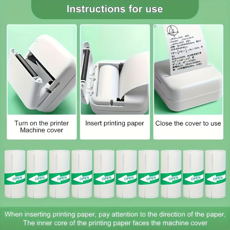 10 Rolls mini self-adhesive thermal paper printer labels for 57mm inkless printers.