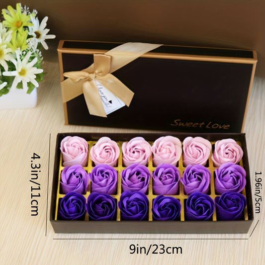 18pc Soap Rose Gift Box - Perfect for Valentine's Day, Mother's Day, birthdays, or any special occasion. Beautifully crafted simulation of a bouquet, ideal for holiday or party gifts. Color may vary.