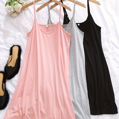 Set of 3 Solid Nightdresses for Women