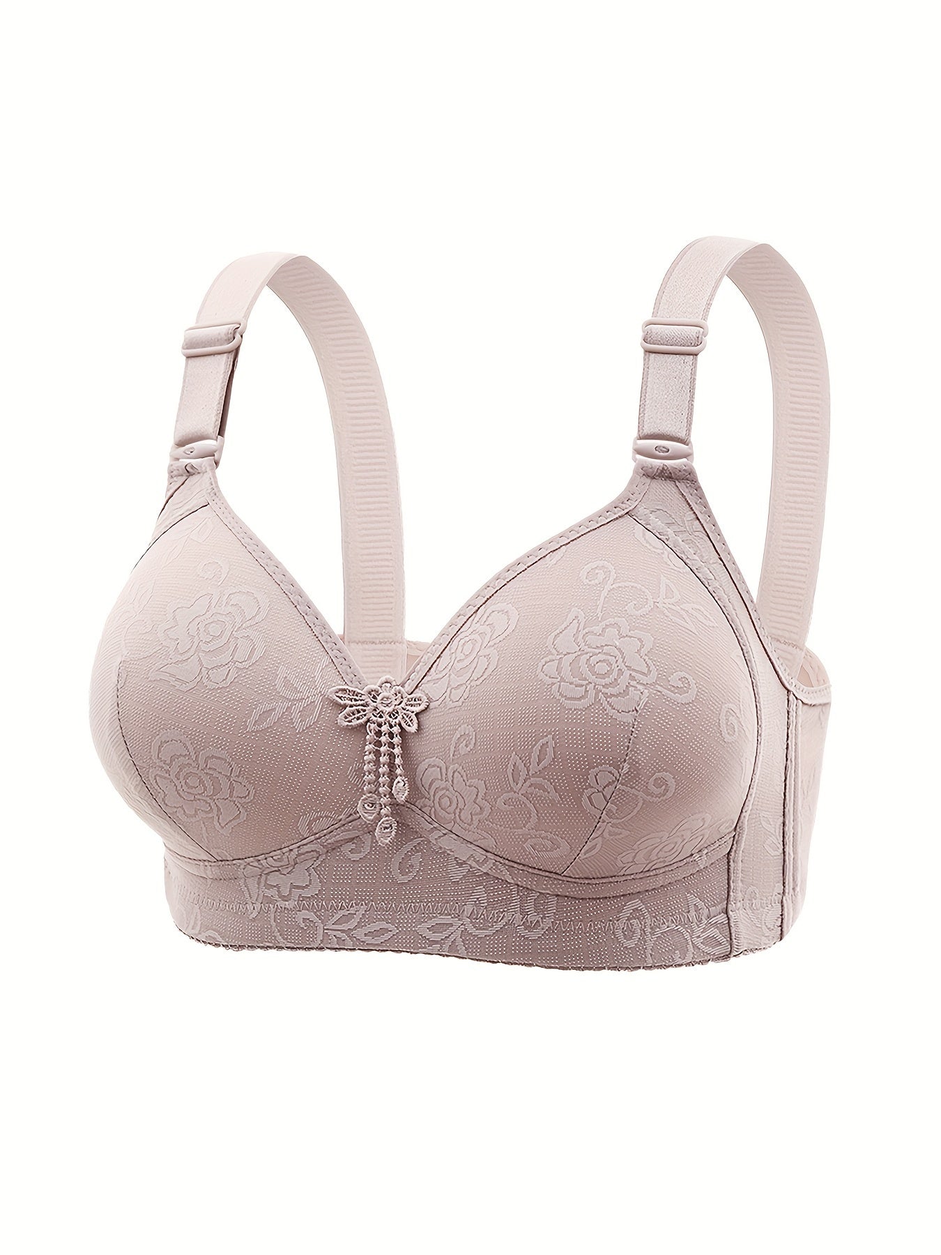 5 Elegant Nylon Push Up Bras with Wireless, Non-Removable Padding in Solid Color Knit Fabric for Adult Everyday Comfort.