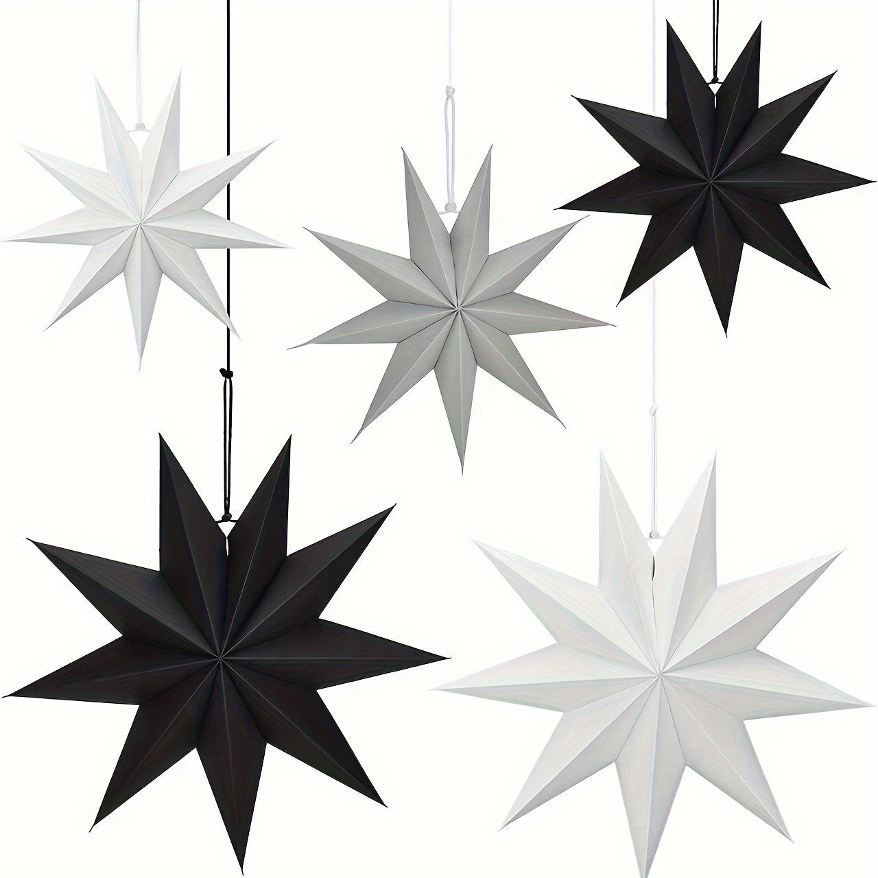 Christmas Nine-pointed Star Party Decorations, Suitable for Weddings, Birthdays, Shopping Malls, Festivals, and Origami Pendants. Available in 1, 3, 5, or 9 pieces.