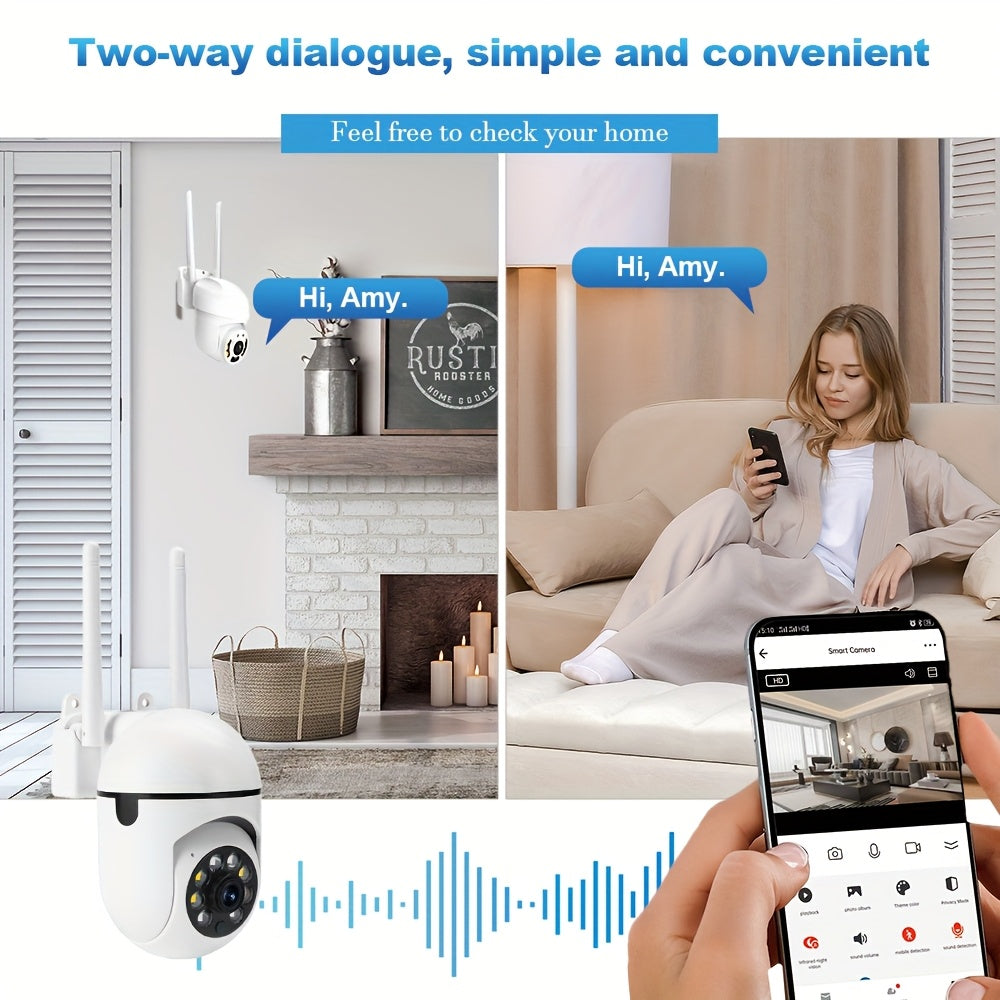 HD Security Camera System with 4 cameras, PTZ, Two-Way Audio, Night Vision, Smartphone Compatible, USB Powered, Wi-Fi enabled. Ideal for home security, suitable for ages 14 and up.