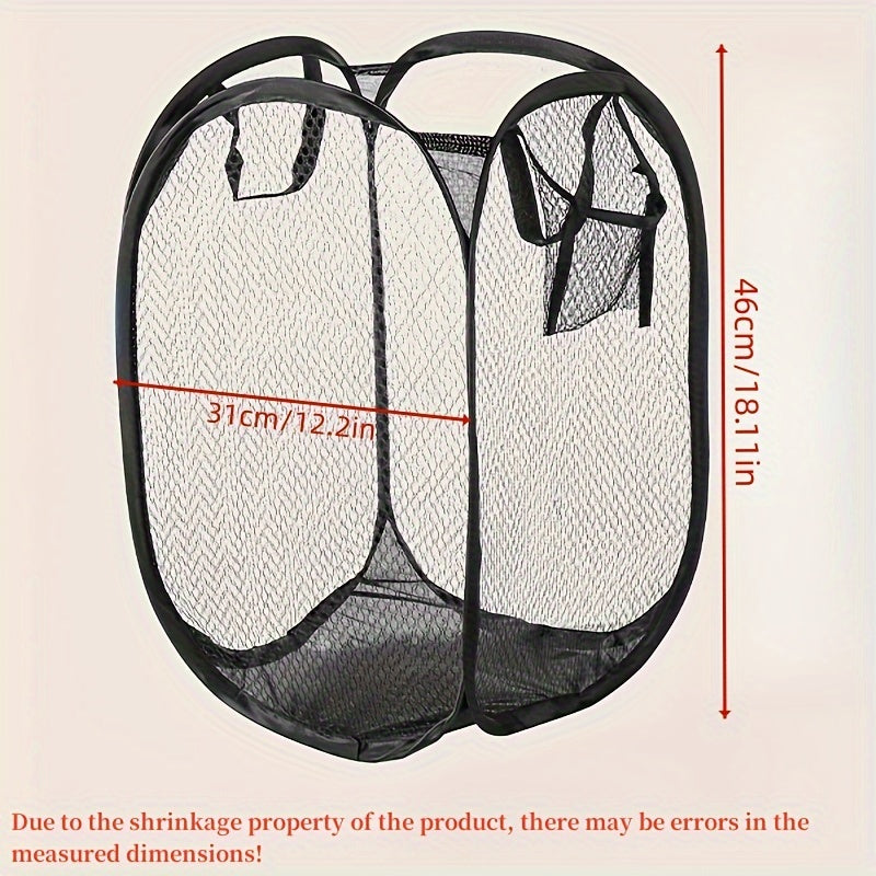 Просторная складная корзина для белья с ручкой - Складная сетчатая корзина для хранения грязной одежды - Практичное решение для дома