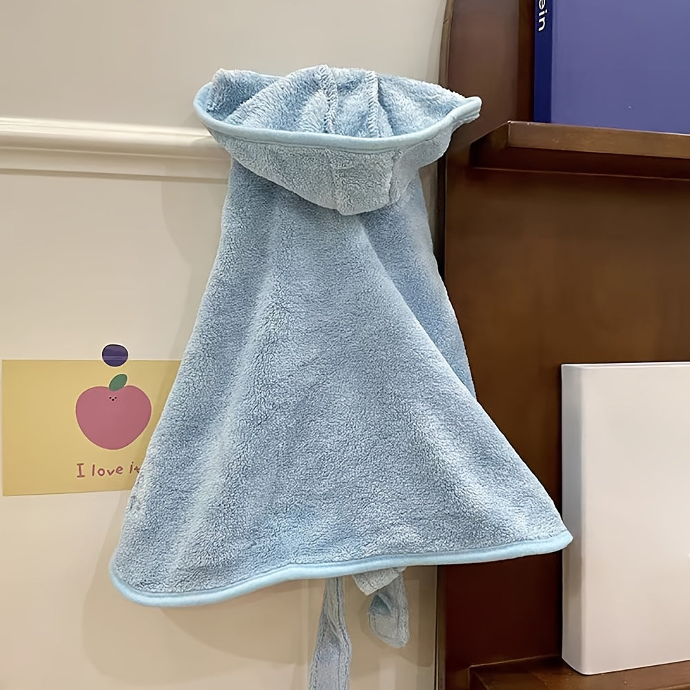 Highly absorbent microfiber bathrobe for small to medium pets - fast drying, soft, secure closure.