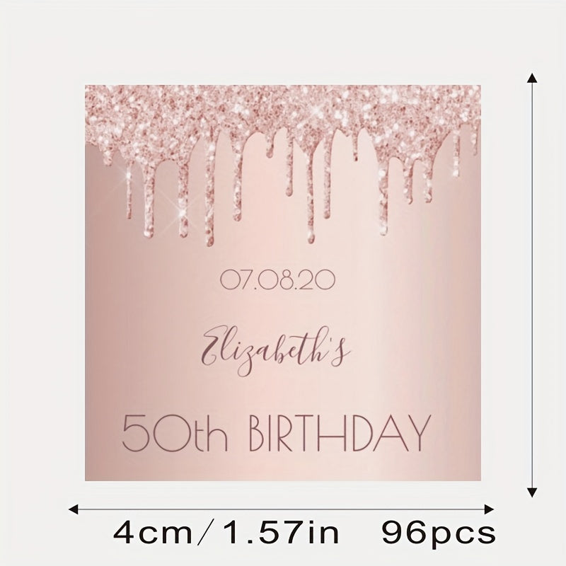 Customize your own Paper Square Labels - Personalized with Name & Date - Thank You Stickers perfect for Bridal Showers, Weddings, and Birthday Party Favors - Available in a Pack of XX.