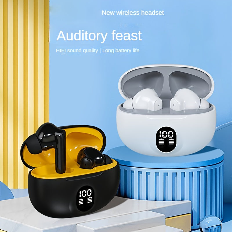 [2025 Explosion] TWS wireless in-ear headphones with clear screen display and HiFi stereo sound. Available in three colors with a trendy design. Ideal for sports, commuting, gaming, and