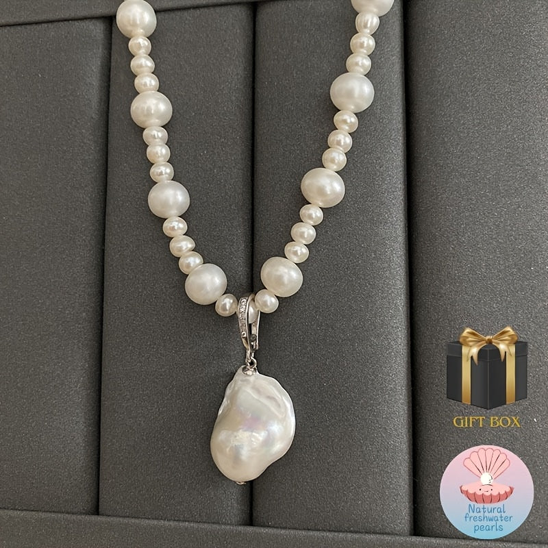 Baroque Style Freshwater Pearl Necklace with Adjustable Clasp - Timeless and Elegant Design for Every Occasion, Genuine Pearls with Universal Clasp, Ideal for Valentine's Day and Special Events