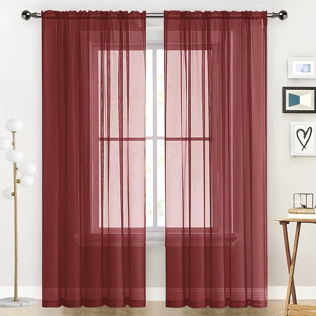 [Top Pick] Add a touch of elegance to your home with these stylish terylene gauze curtains. The two-piece set features a semi-transparent design in a plain color, perfect for creating a breathable and lightweight atmosphere in any room. Hang them with