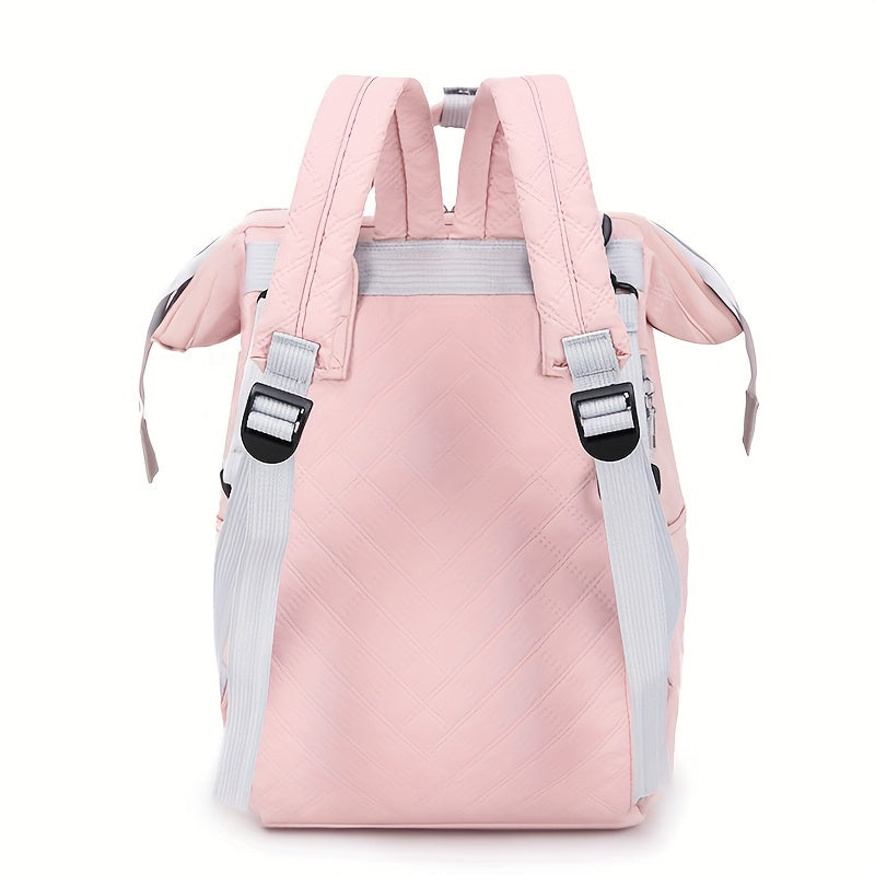 Stylish Solid Color Mommy Bag with Large Capacity, Portable Mother Backpack, Featuring Separate Insulated Bottle Compartment and Stroller Attachment Option