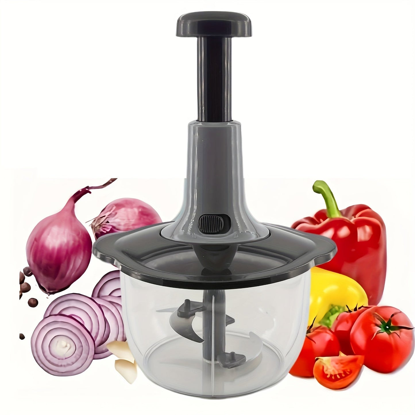 Essential Kitchen Tool: KitchenPro Metal Hand Food Chopper - Straight Blade Edge, Multi-Function Manual Press Chopper for Vegetables, Fruits, Herbs, Meat Mash, Salad, Pesto, Salsa - Ideal for Quick Prep