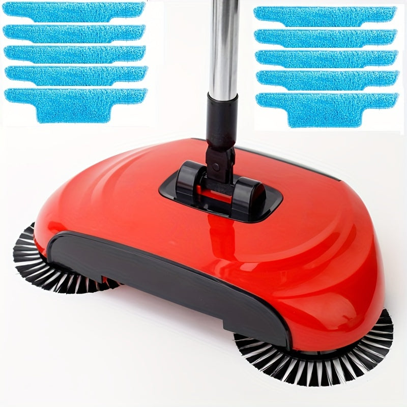 1Set of 3-in-1 Multifunctional Hand Push Sweeper, Vacuum Cleaner, Sweeping and Moping Machine. Ideal for Removing Garbage, Pet Hair, and Dust with Both Dry and Wet Use. Perfect for Hardwood and Ceramic Tiles. Includes 1/2/5/10 Cloths and Various Cleaning