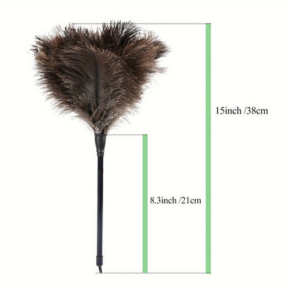 Set of 3 Ostrich Feather Dusters with Stylish Black Handles, Versatile Dusting Brushes for Every Room and Surface, Effortless Cleaning without the Need for Electricity or Batteries