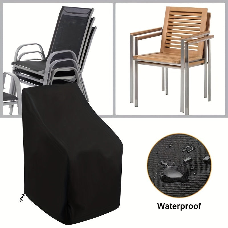 1 Heavy-Duty Waterproof Patio Stackable Chair Cover - Black