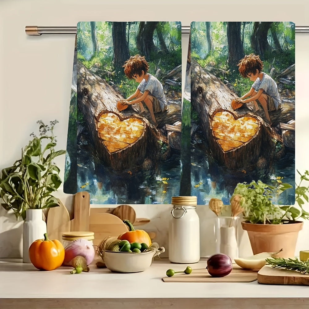 Upgrade your kitchen decor with these 2pcs Coastal Theme Kitchen Towels! This 2-Pack of ultra soft polyester towels offers high absorbency and is conveniently machine washable. The contemporary rectangular dish hand towels feature a stylish Coastal Theme