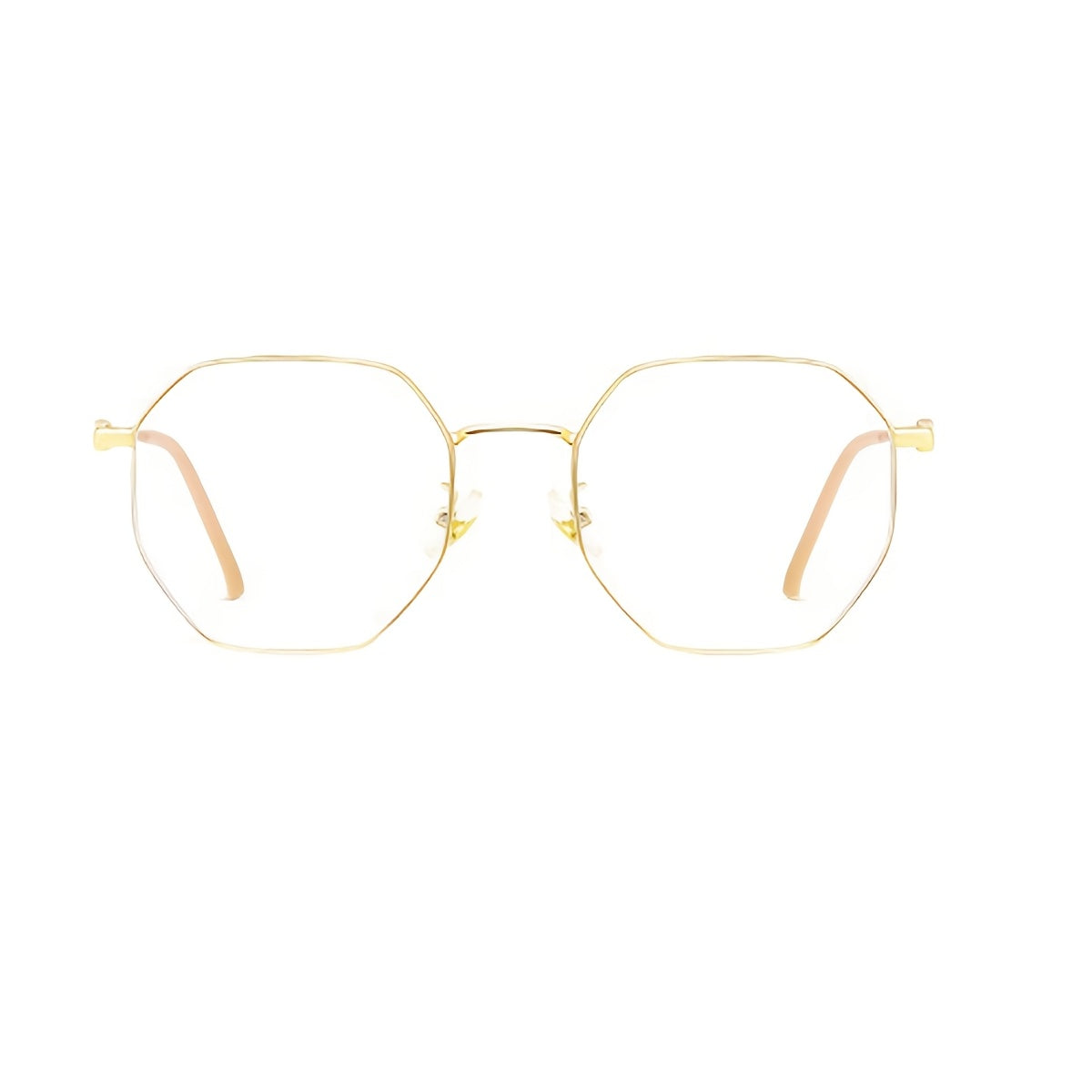 Golden-Tone Y2K Style Oversized Polygonal Frame Glasses with Polycarbonate Lenses and Metal Hinges - Perfect for Students and Shopping.