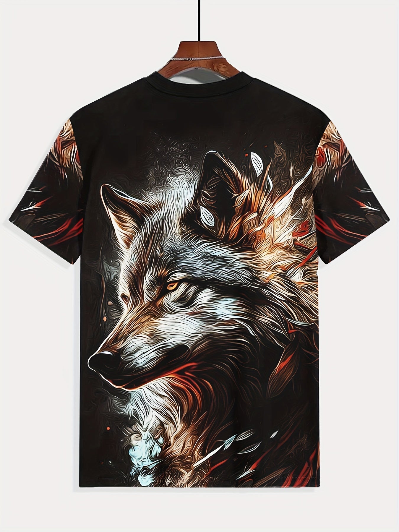 Men's crew neck T-shirt featuring hidden Wolf print