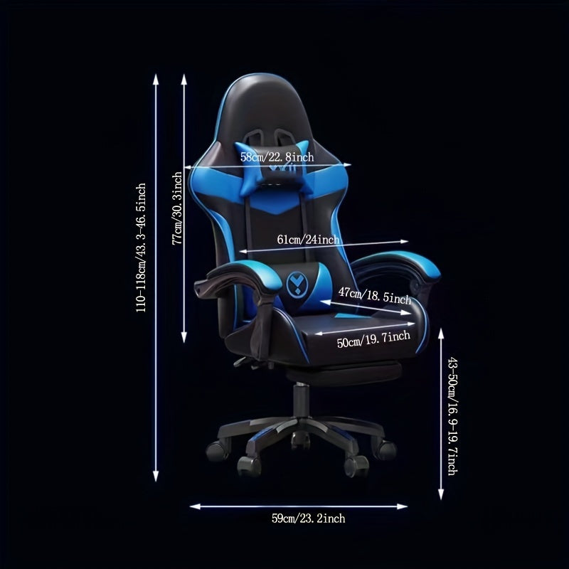 1pc Ergohuman Gaming Chair with adjustable headrest, 360° swivel, nylon frame, sponge filling, metal & plastic construction. Easy to clean without electricity needed.