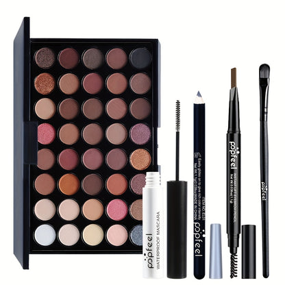 40 colors Nude Eyeshadow Set with Mascara, Eyeliner, and Eyebrow Pencil - Complete Eye Makeup Kit for a Natural and Glamorous Look