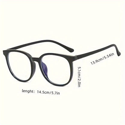 Stylish clear lens glasses with retro square frame for men and women, made of durable plastic.