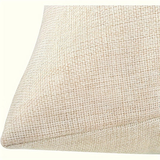 2 Beige Linen Farmhouse Decorative Euro Sham Cushion Cases for Indoor and Outdoor Home Decor.