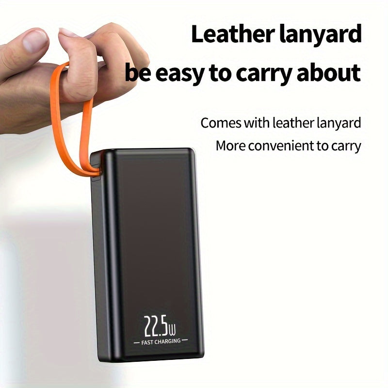 50000mah/30000mah power bank with LED display and built-in camping lights, ideal for iPhone, Android, and electronics. Perfect outdoor emergency backup battery pack.