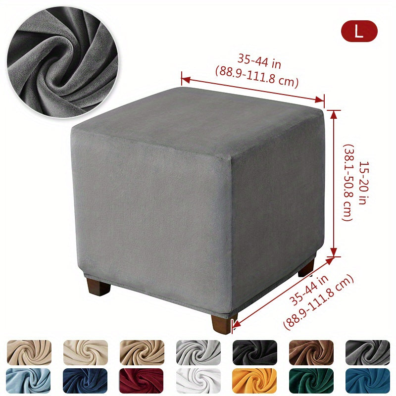 Velvet square ottoman cover for storage stool, with elastic and all-inclusive design.