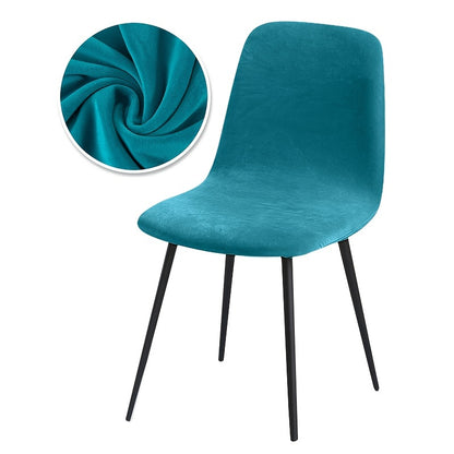 Arc-shaped short back chair slipcover made of velvet fabric, suitable for bar chairs in dining rooms and home offices.