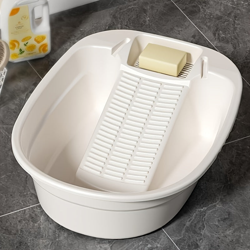 Durable Washboard featuring a Soap Holder - Ideal for Home & Dorms, Comes with Laundry Tub Included