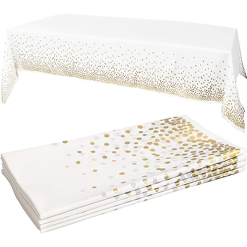 Stylish Black and Gold Dot Tablecloth - Perfect for Parties and Special Events - Easy to Clean, Eco-Friendly, Festive Design.