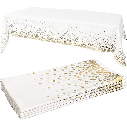 Stylish Black and Gold Dot Tablecloth - Perfect for Parties and Special Events - Easy to Clean, Eco-Friendly, Festive Design.