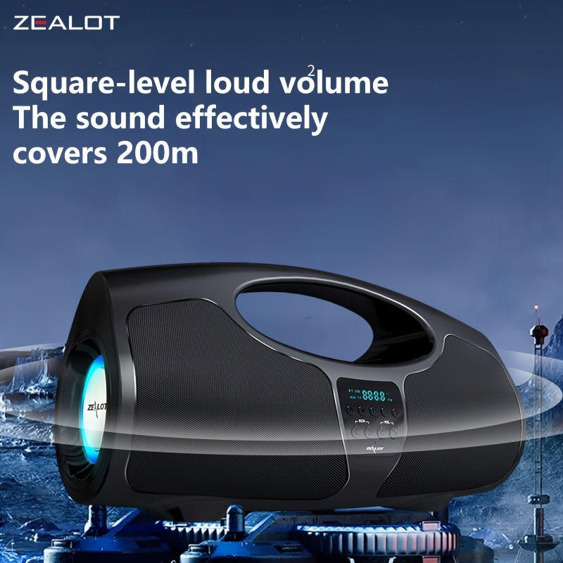 ZEALOT P1 40W Wireless Speaker with Microphone, 7.2 Surround Sound, Hi-Fi Lossless Audio, 16 Hours Playtime, Dual Stereo Tabletop Speaker with Bass Boost, Button Control, USB Type-C