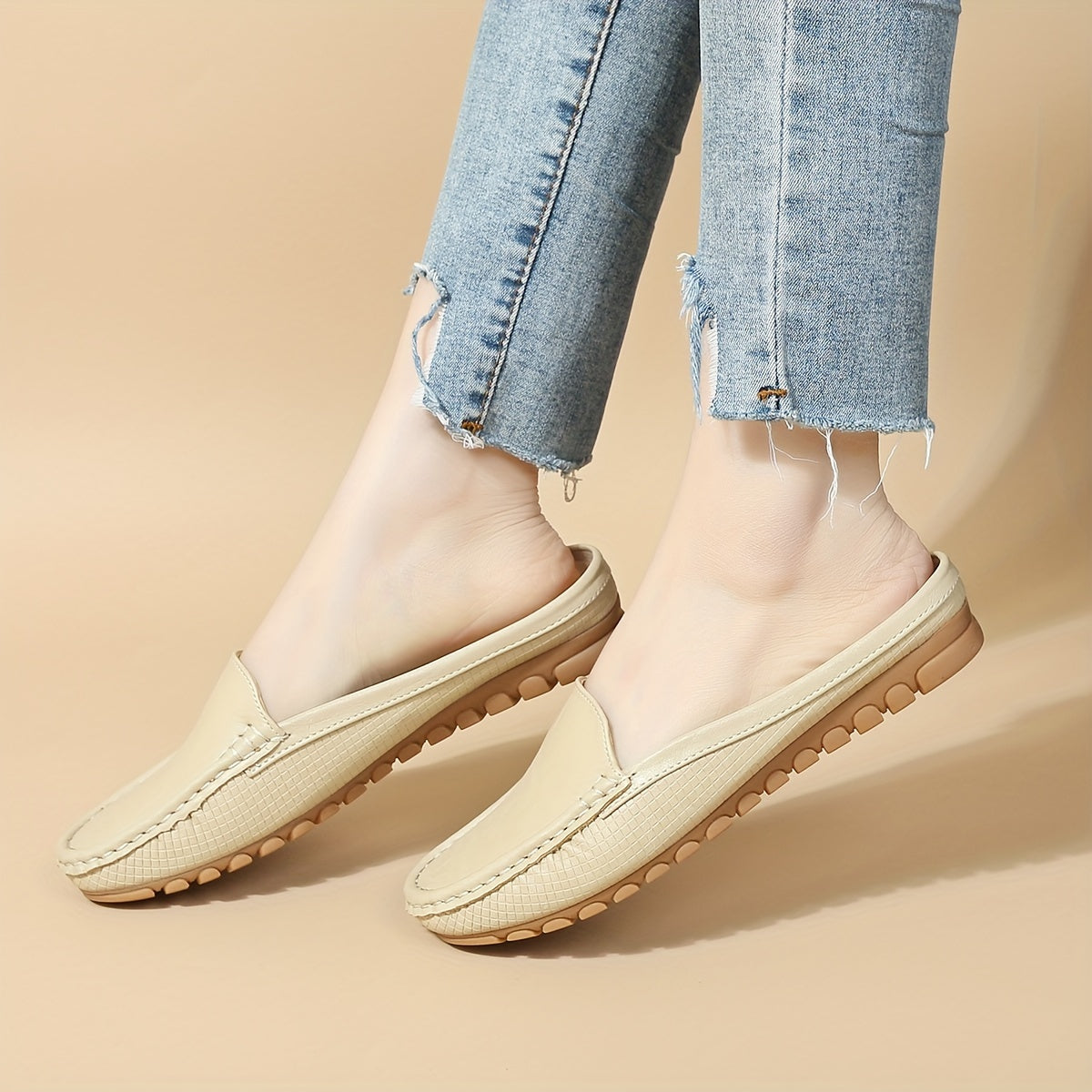 Stylish slip-on mule sandals with half-toe design, perfect for summer.