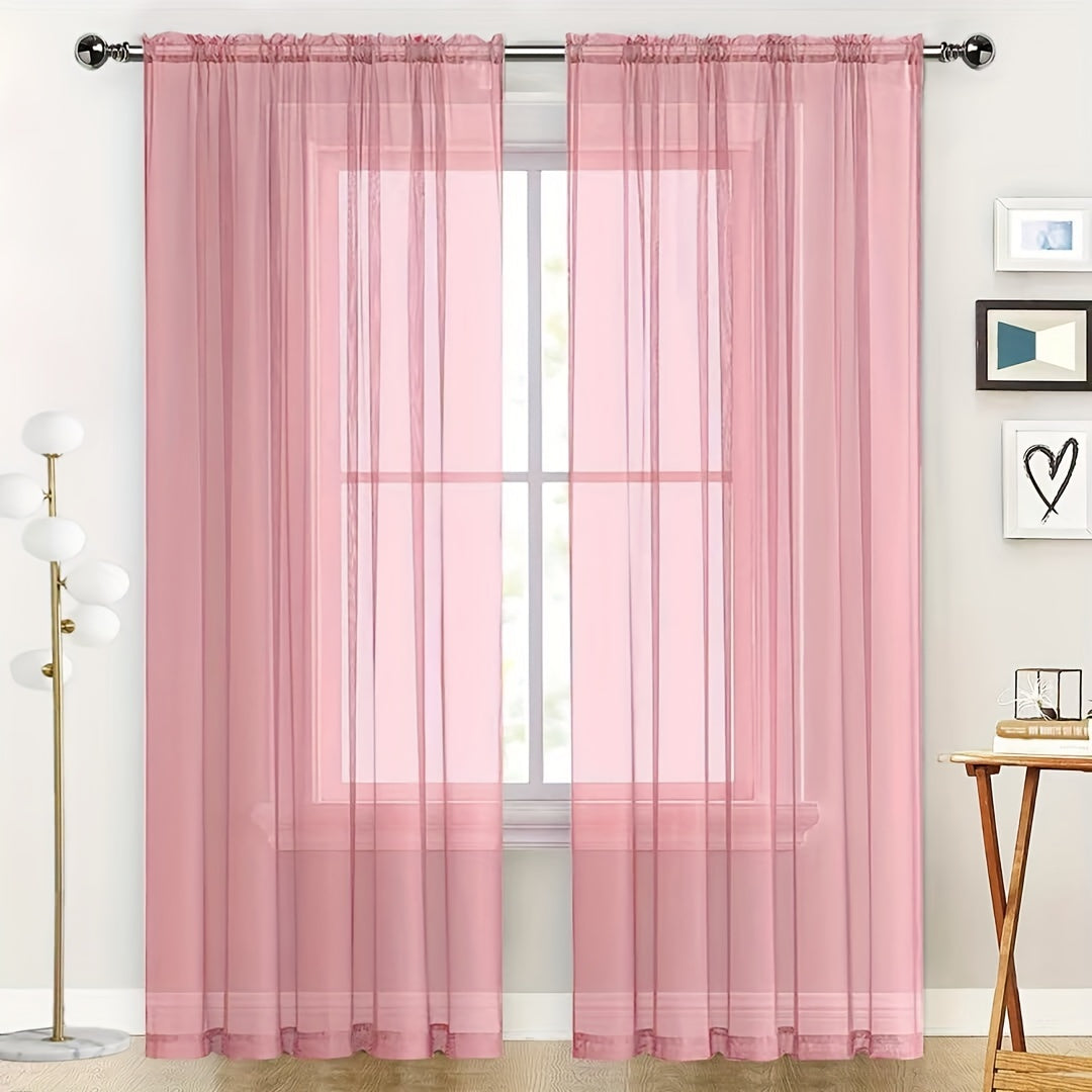 [Top Pick] Add a touch of elegance to your home with these stylish terylene gauze curtains. The two-piece set features a semi-transparent design in a plain color, perfect for creating a breathable and lightweight atmosphere in any room. Hang them with