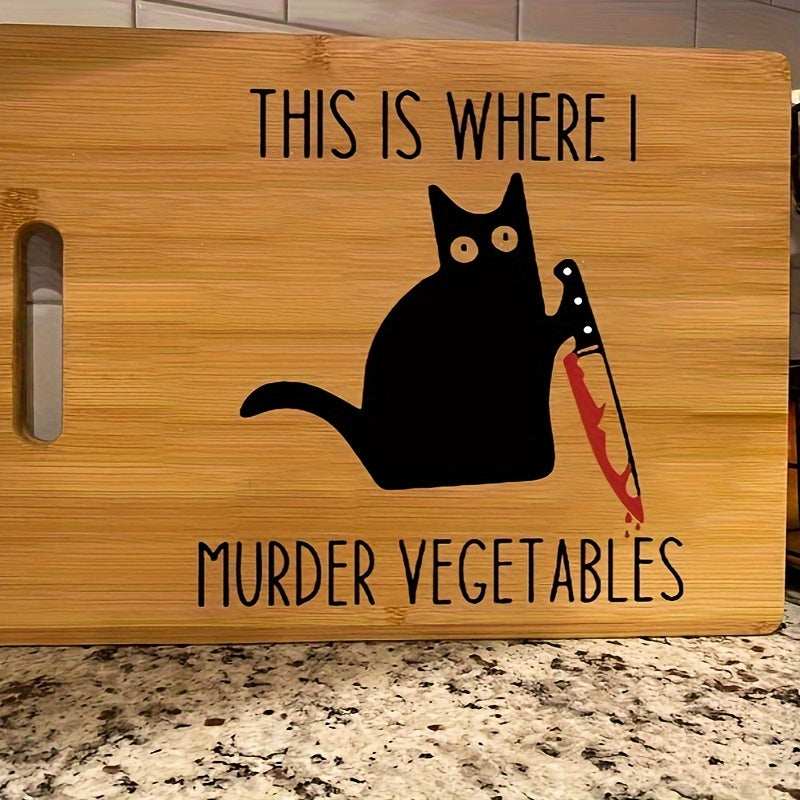 Get your hands on this unique and funny Killer Cat Engraved Bamboo Cutting Board for a creative housewarming gift or Halloween gift for your friends. Perfect for adding a touch of humor to your kitchen decor!