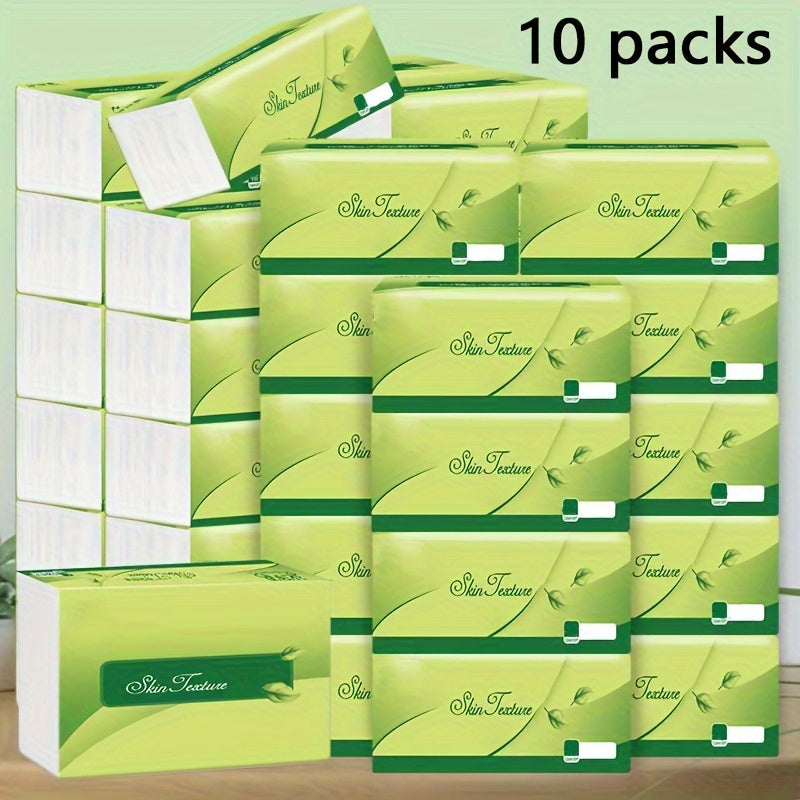 Pack of 10 Ultra-Soft 4-Ply Facial Tissues - Luxuriously Thick, Color-Free Paper Perfect for Hotels, Food Trucks, and Offices