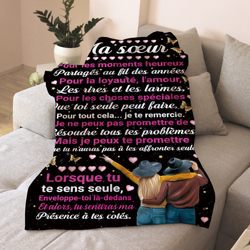 Unique and creative gift idea for sisters - Text Element 1pc. Perfect for birthdays, Christmas, Mother's Day, or as a wedding blanket. This versatile throw blanket is ideal for home decoration and provides a soft and comfortable addition to any bed.