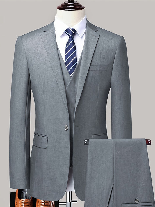 Men's casual two-piece suit set with sealed pockets.