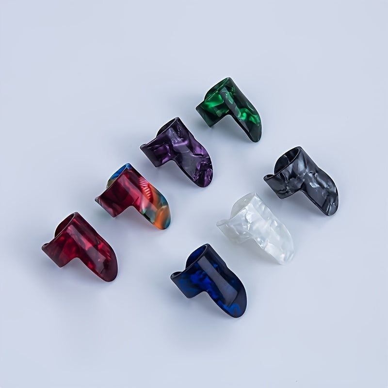 6-piece set of guitar parts including finger picks for guitar and bass practice, with protective finger picks in random colors.