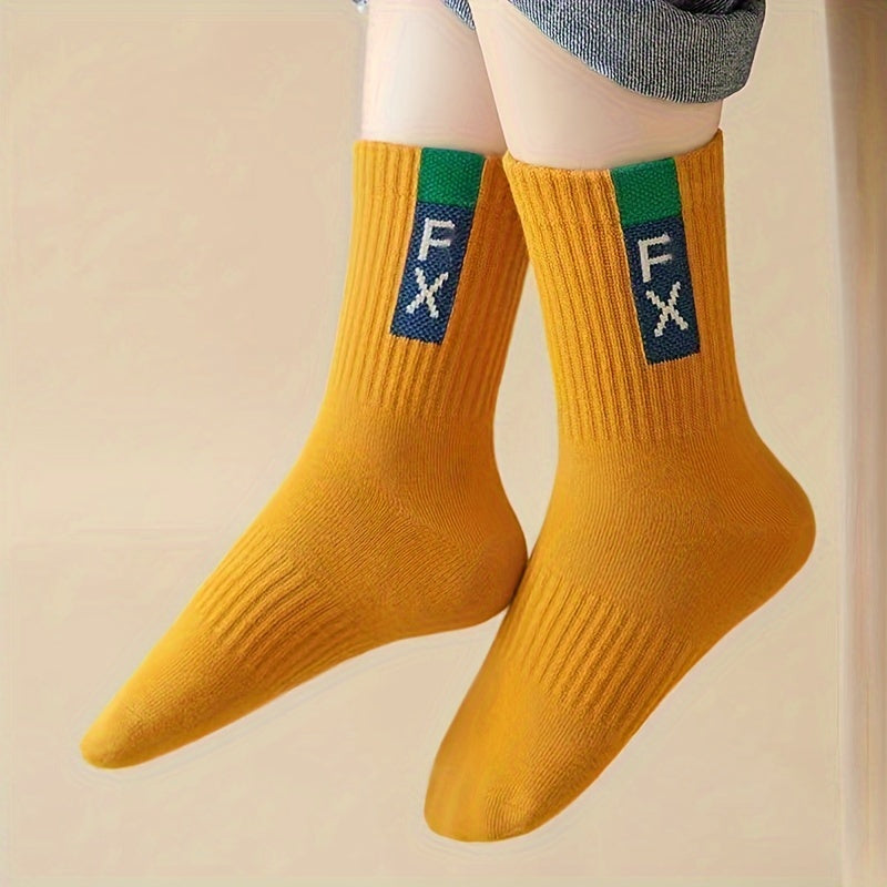 5 Boys' Solid Color Crew Socks - Comfortable for All Seasons, Youth, Knee-high