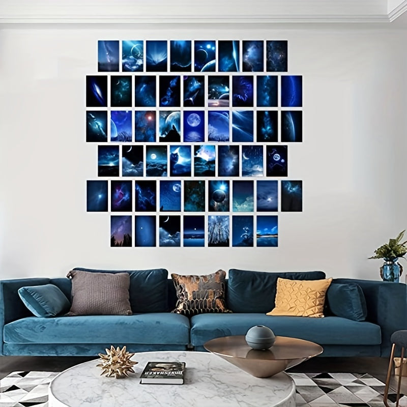 Revamp your space with the 50-piece Galaxy Starry Sky Wall Art Kit and bring the breathtaking beauty of the outer universe into your room with stunning night poster pictures!