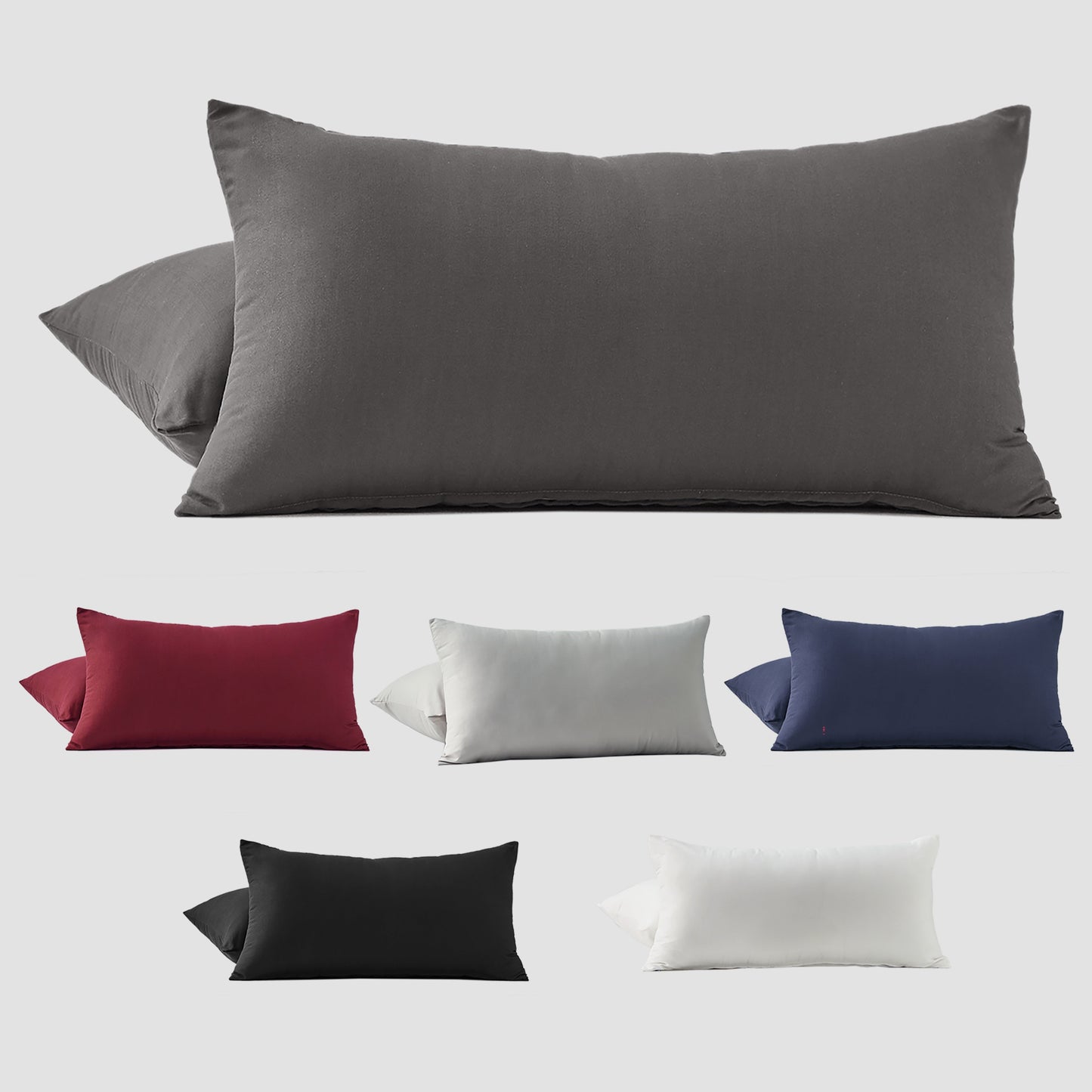 Two pillowcases made of ultra-fine microfiber solid color brushed fabric, fashioned from 100% polyester, perfect for the bedroom. Set includes 2 pillowcases.