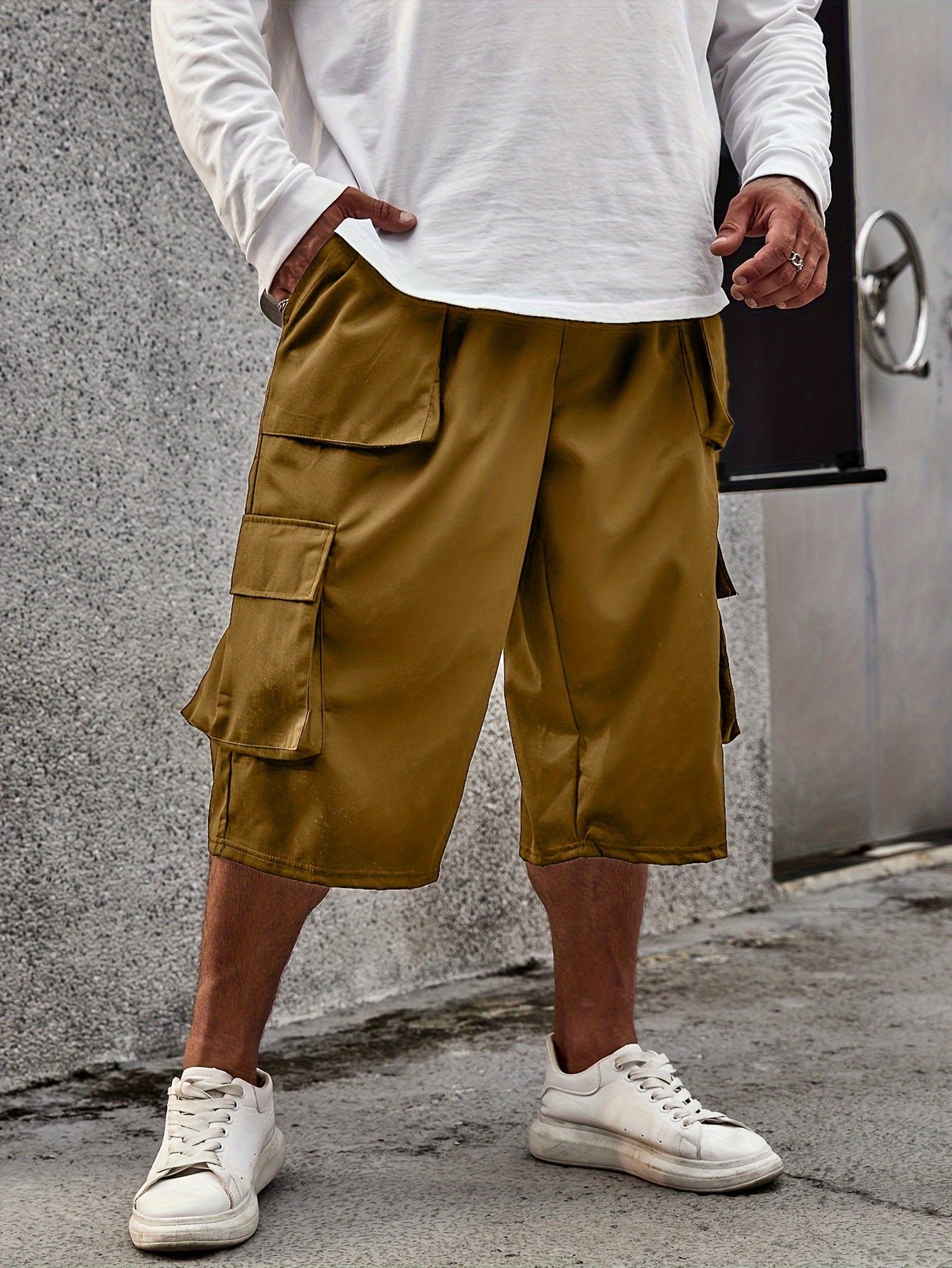 Men's Plus Size Cargo Shorts with Pockets for Summer