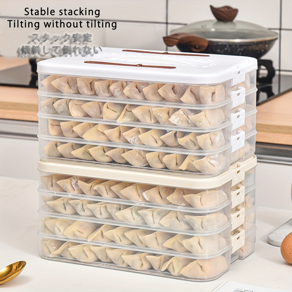 One-piece dumpling, pastry, and storage box made of plastic. Suitable for refrigerator storage, fresh preservation, small items, office supplies, and is portable and handheld.