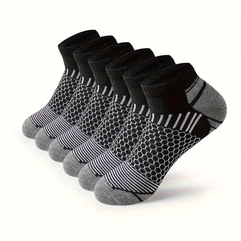 6 pairs of men's low cut ankle socks, breathable and sweat-absorbing, suitable for all seasons and odor-resistant.