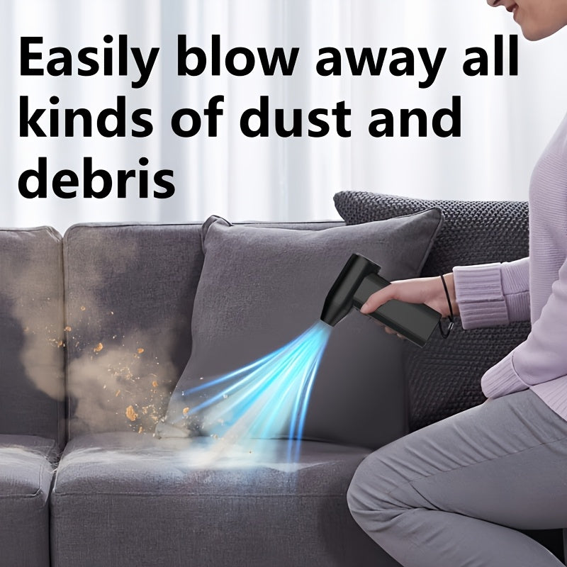 Mobile Electric Air Blower with 130,000 RPM Turbofan, 5W High-Power Mini Dust Blower, 8000mAh Rechargeable Lithium Battery, USB Charging, Push Button Control, Ideal for Snow Blowing, BBQ Ignition, Car Cleaning, Pet Hair Drying, Keyboard & Electronics