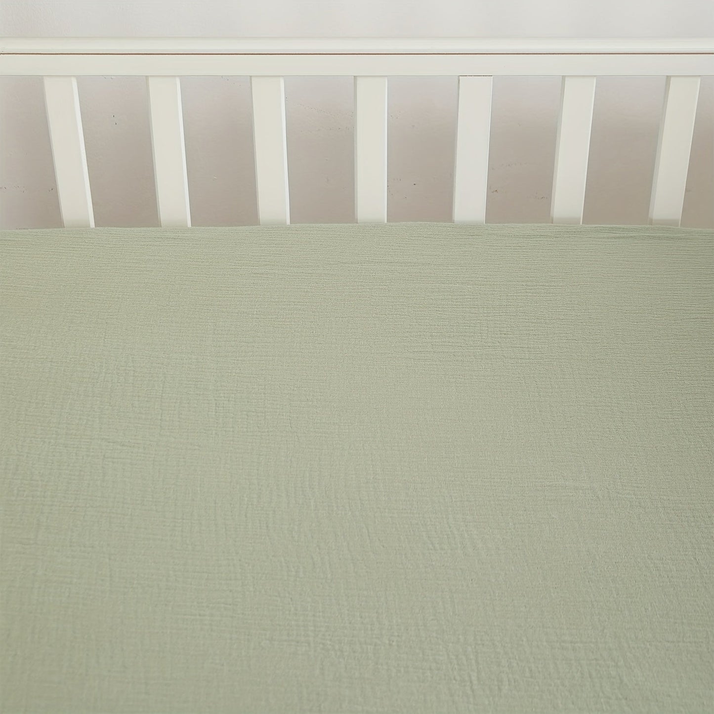 Soft Green Muslin Fitted Crib Sheet made of 100% Cotton for Boys and Girls, Fits Standard Crib and Toddler Mattresses, Measures 28"x52"x8